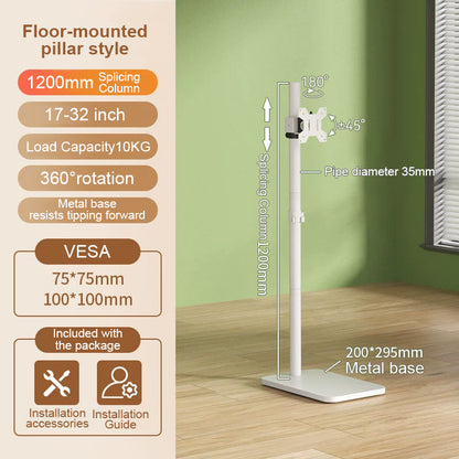 Ironview TV Monitor floor stand white METAL BASE 17-32 inch