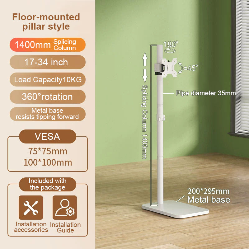 Ironview Mobile TV Monitor floor stand Cart white METAL BASE 17-34 inch