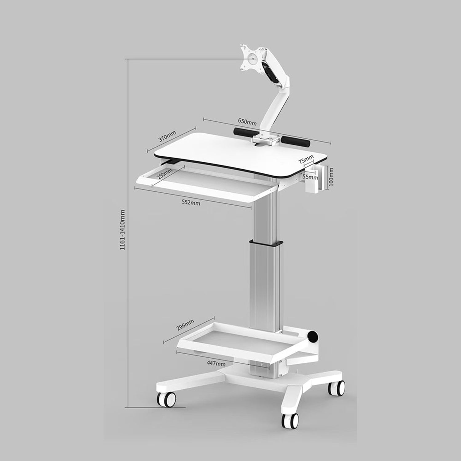 Mobile work station with CPU and Monitor Mount Utility Cart MCS3