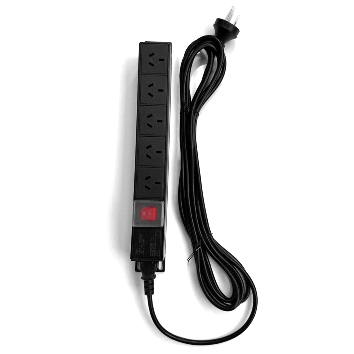 Commercial 10a 5 Outlet PDU Power board Rail for Mobile TV Cart Power Rack Mount 5m power cord Red On and Off Switch