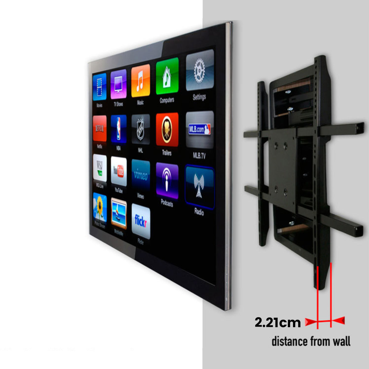In‑Wall Recessed Full Motion TV Bracket Fits 42‑90" Screens Heavy‑Duty 61kg eta