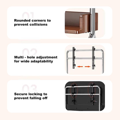 TV TROLLEY stand Stainless Steel with Timber Shelf 32 to 75 inch