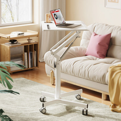 GKU Height Adjustable Mobile Standing Desk with Wheels 700x520mm Sit Stand Desk Laptop Desk for Home Office FDS101B-W