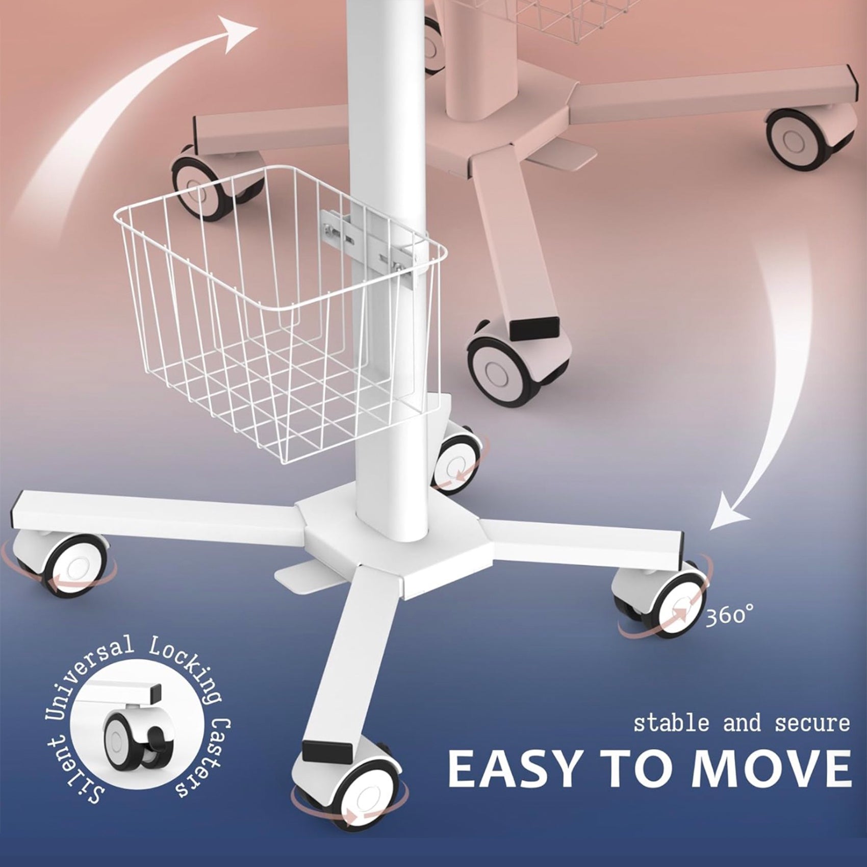 Adjustable Height Laptop Desk with Wheels Utility Medical Cart