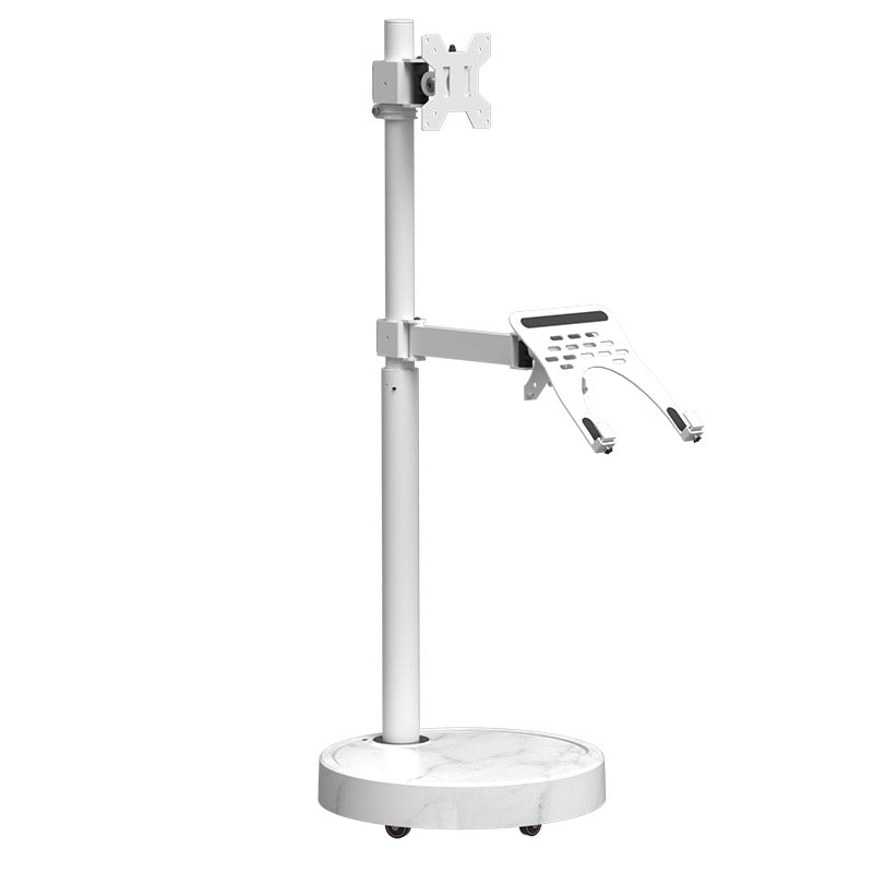 TV Monitor floor mobile stand Mount Bracket white marble base Gas Arm Shelf