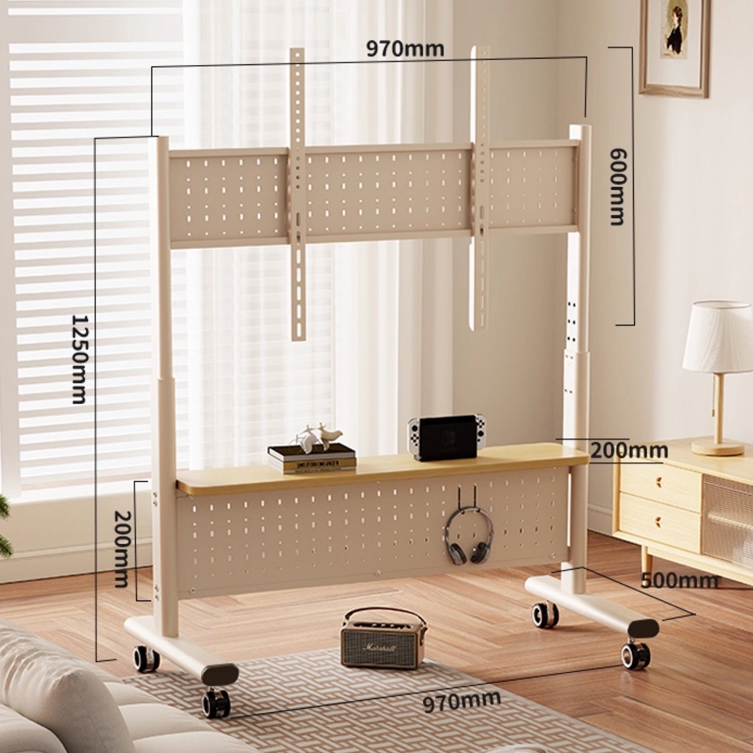 Tv trolley stand with shelf 32-90 inch