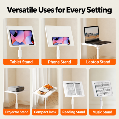Adjustable Height Floor Tablet Stand, Multi-Purpose Laptop Book Music Stand with Heavy Base, Sit & Use Freestanding Reading Holder