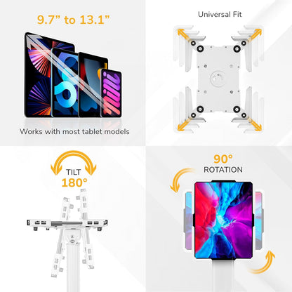 Mountech IPAD TABLET Security Floor Stand Tilt Rotate 70-120CM HEIGHT ipa7