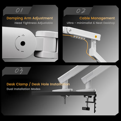 NB Mechanical Spring Monitor Arm | Full Motion Adjustable Desk Mount Bracket for 17-32 Inch Screens, VESA Compatible, Ergonomic, Gas Spring Alternative