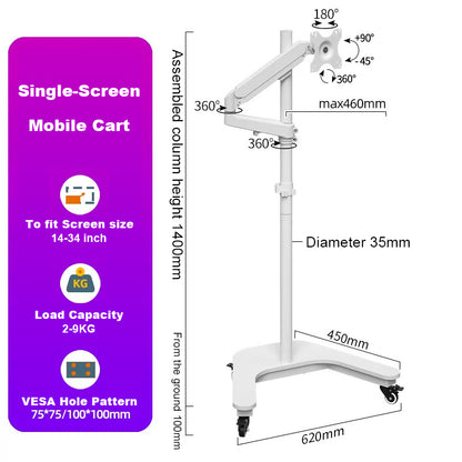 SteelView Mobile Tv Monitor floor stand Mount Bracket  Cart rotating 10 to 34 inch