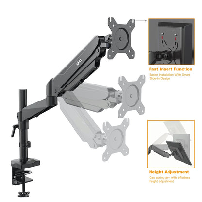 GKU LCD Monitor Desk Mount - ProRiser V1 Gas Spring Fully Adjustable Monitor Arm black