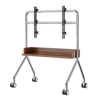 Nomad Solid Mobile TV TROLLEY stand Stainless Steel with Timber Shelf 32 to 75 inch