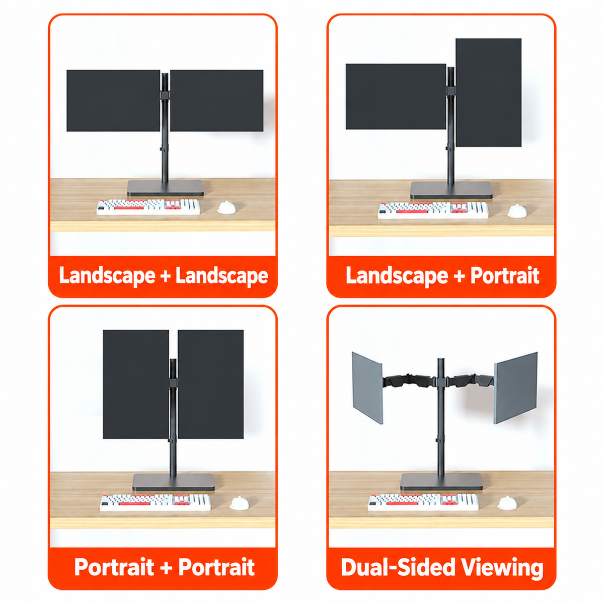 Dual Monitor Stand with Base | Free Standing Monitor Arm for 17-34" Screens