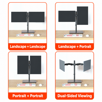 Dual Monitor Stand with Base | Free Standing Monitor Arm for 17-34" Screens