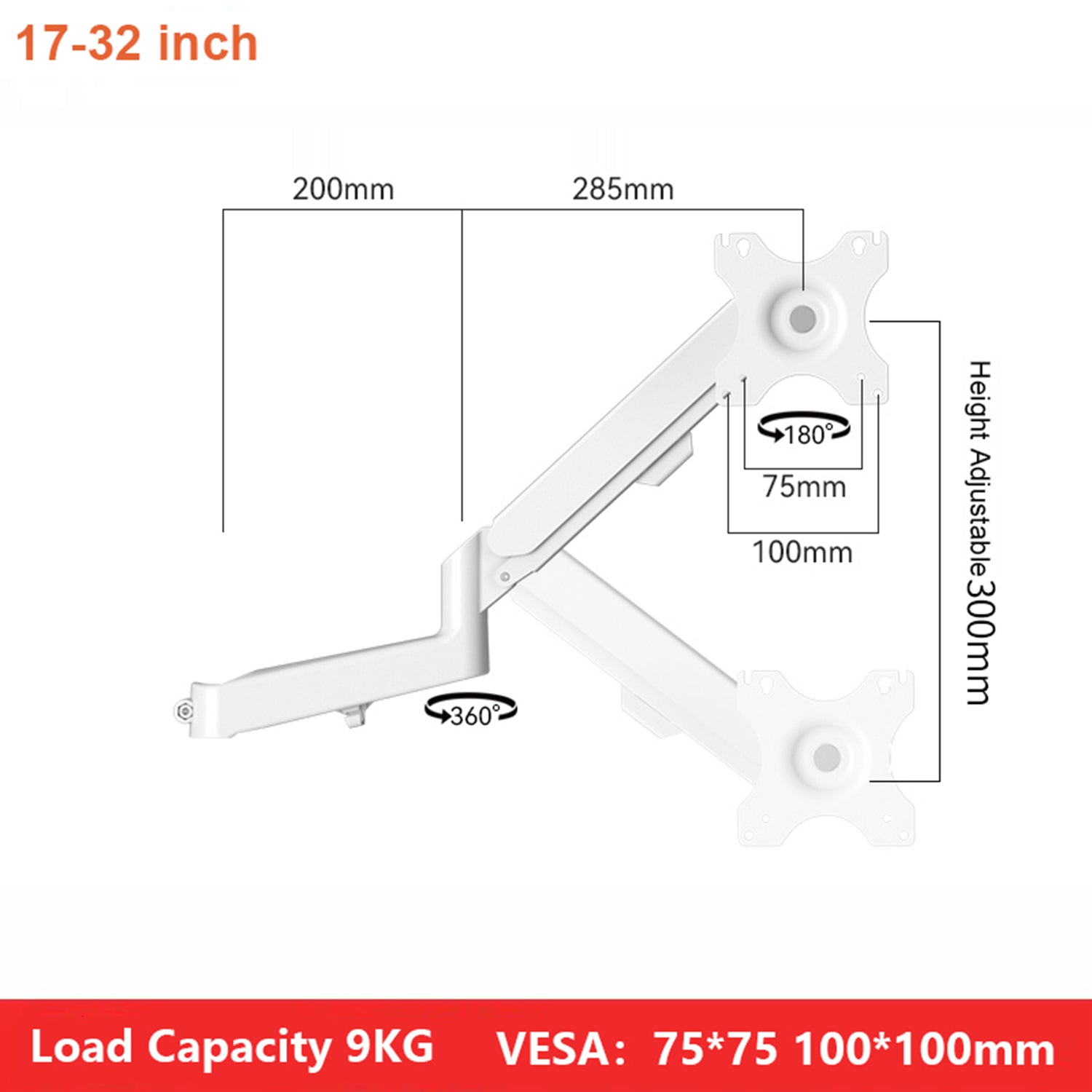 TV Monitor floor mobile stand Mount Bracket white marble base Gas Arm Shelf