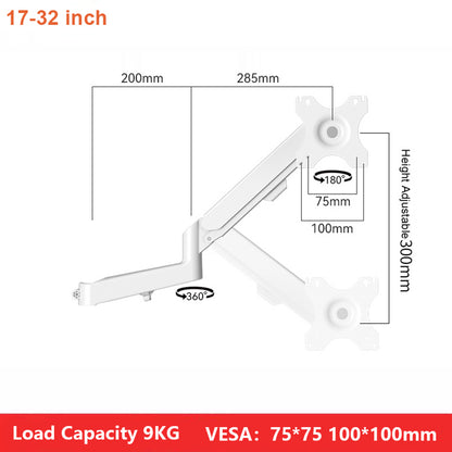 TV Monitor floor mobile stand Mount Bracket white marble base Gas Arm Shelf