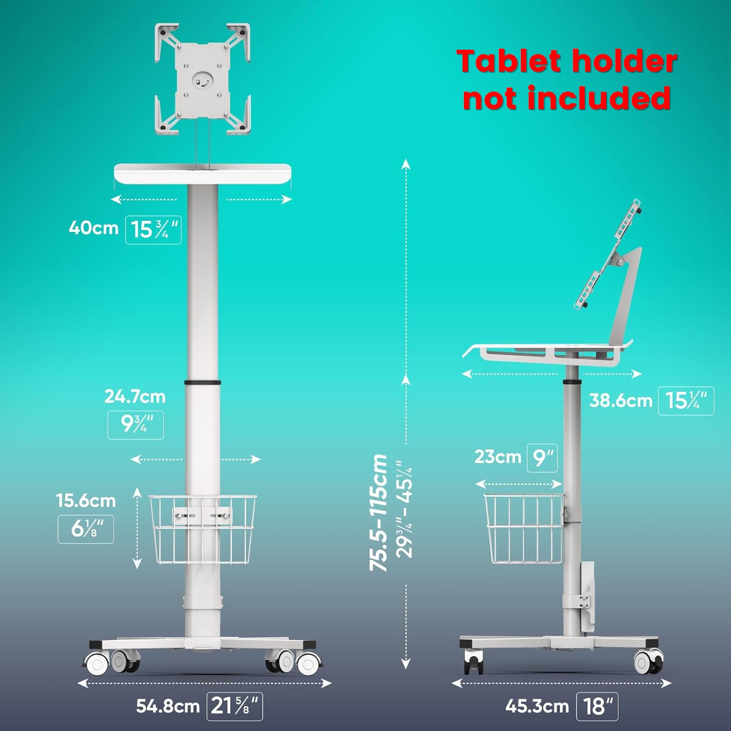 Mountech Adjustable Height Laptop Desk with Wheels Utility Medical Cart work station