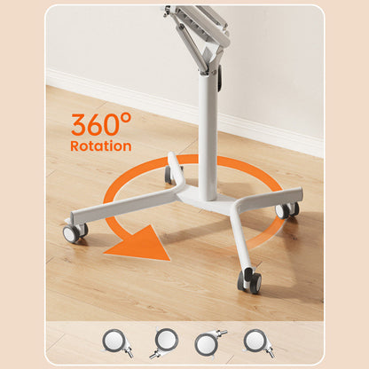 GKU Height Adjustable Mobile Standing Desk with Wheels 700x520mm Sit Stand Desk Laptop Desk for Home Office FDS101B-W