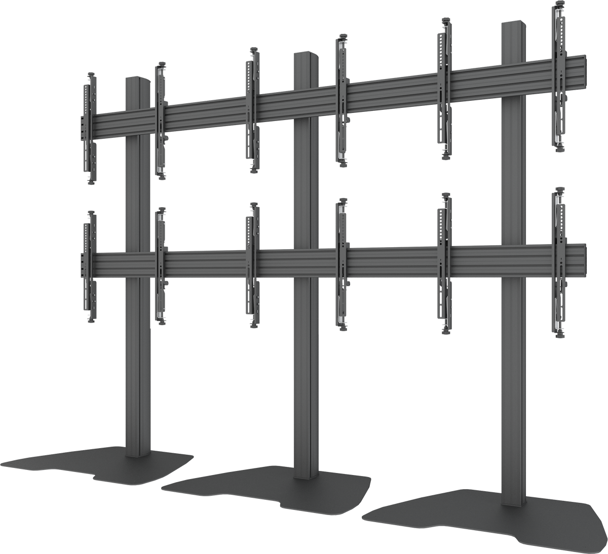 Mountech Multi-TV Floor Stand & Mobile Video Wall – 4 or 6 Screens with Base Plate