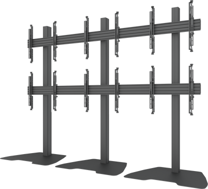 Mountech Multi-TV Floor Stand & Mobile Video Wall – 4 or 6 Screens with Base Plate