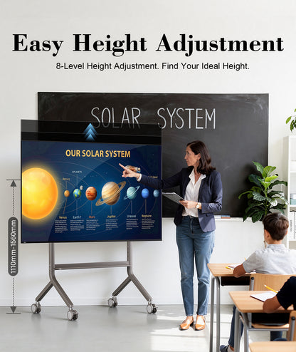 2026 NB P100 Height Adjustable Mobile Cart 65"-90" Large Screen Mobile Stand
