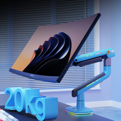 Blue RGB LIGHT Gaming Monitor Arm for Flat/Ultrawide/Curved Mount M7
