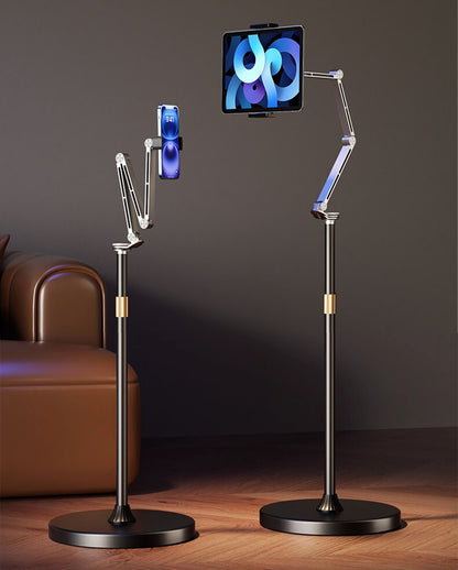Aluminum Floor Tablet & Phone Holder Stand Mechanical Arm 360° Rotating