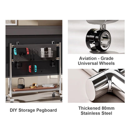 TV TROLLEY stand Stainless Steel with Timber Shelf 50 to 100 inch