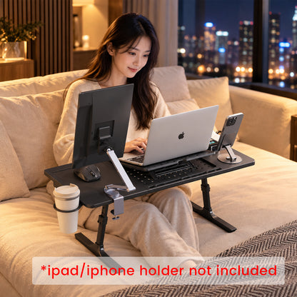 NEWTRAL Pro Laptop Table for Chair – Black | Adjustable Ergonomic Laptop Desk with Detachable Legs, Cup Holder & Monitor Mount