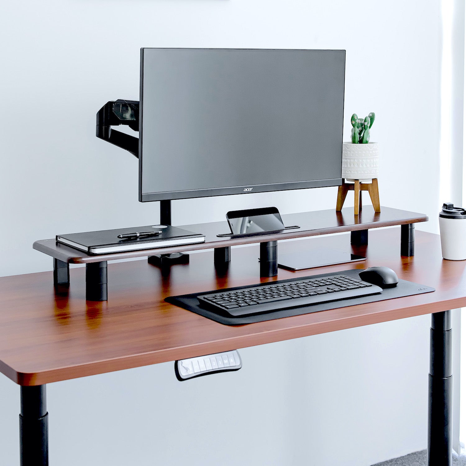 GKU LCD Monitor Desk Mount - ProRiser V1 Gas Spring Fully Adjustable Monitor Arm black