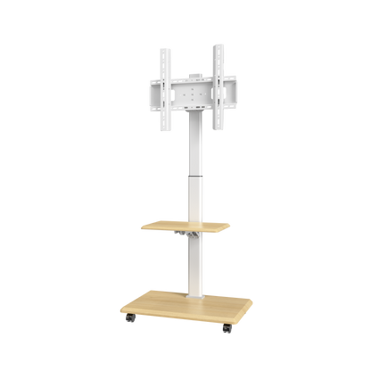 Floor TV Cart with Shelf | Swivel, Height Adjustable, Fits 26-65 Inch TVs, 40kg Capacity XZZDTP-05G