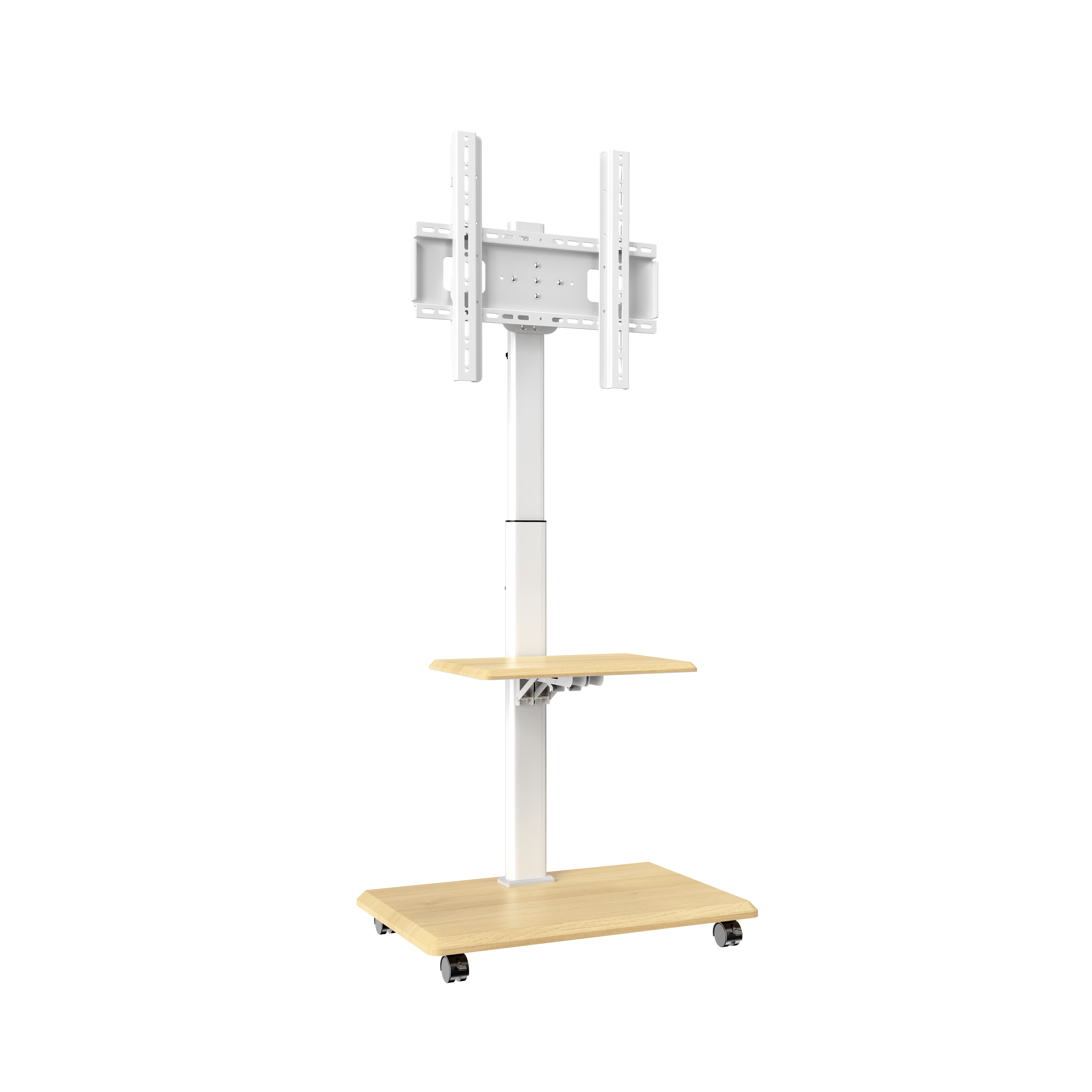 Floor TV Cart with Shelf | Swivel, Height Adjustable, Fits 26-65 Inch TVs, 40kg Capacity XZZDTP-05G