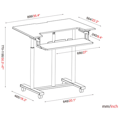 Mobile WHEELY Sit Stand Desk 899X564MM FDS301