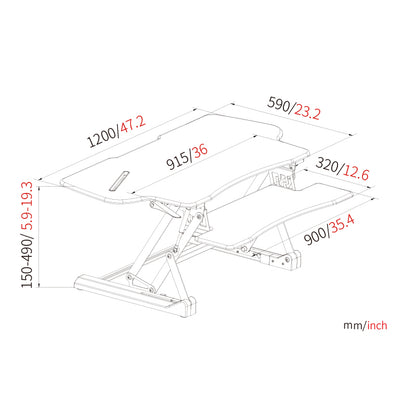 Sit Stand Desk Adjustable Riser 1200x590mm GLD07L