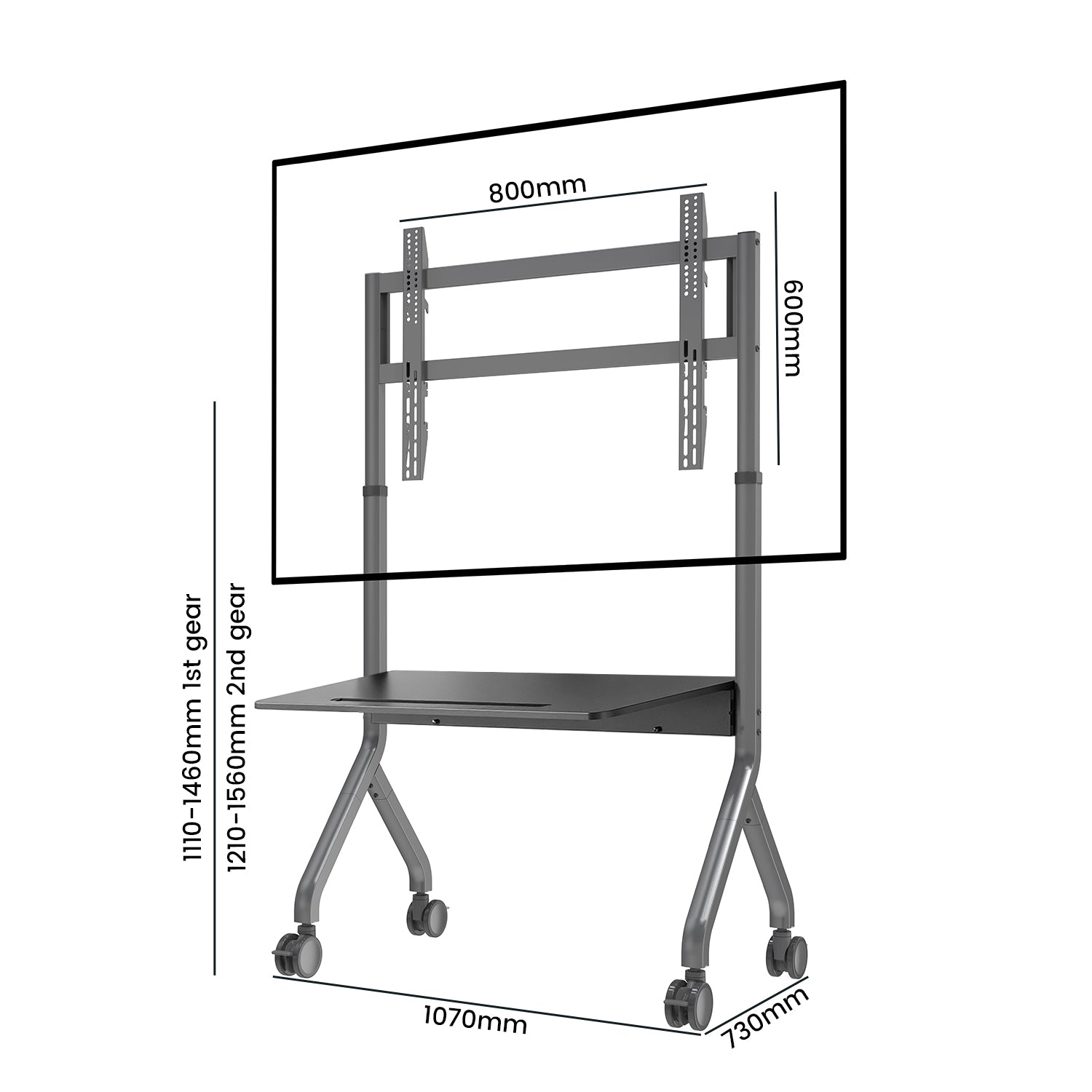 2026 NB P150 Electric Motorized Mobile TV Cart for 65-90" Screens Touch Panels Large Shelf Space
