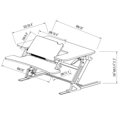 Sit Stand Desk Adjustable Riser 890x522mm GSD06B