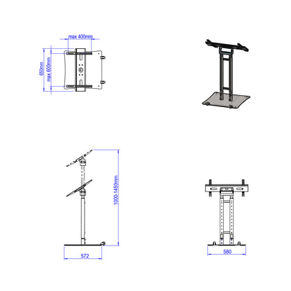 Mountech Tv Touch Screen Floor Mobile Stand Interactive Kiosk Heavy Duty Base fsw500