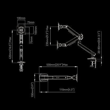 NB Mechanical Spring Monitor Arm | Full Motion Adjustable Desk Mount Bracket for 17-32 Inch Screens, VESA Compatible, Ergonomic, Gas Spring Alternative