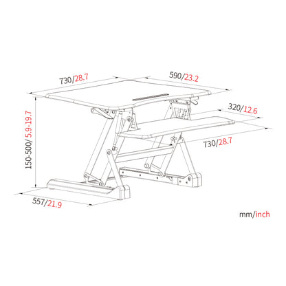 Sit Stand Desk Adjustable Riser 730x590mm GLD07S
