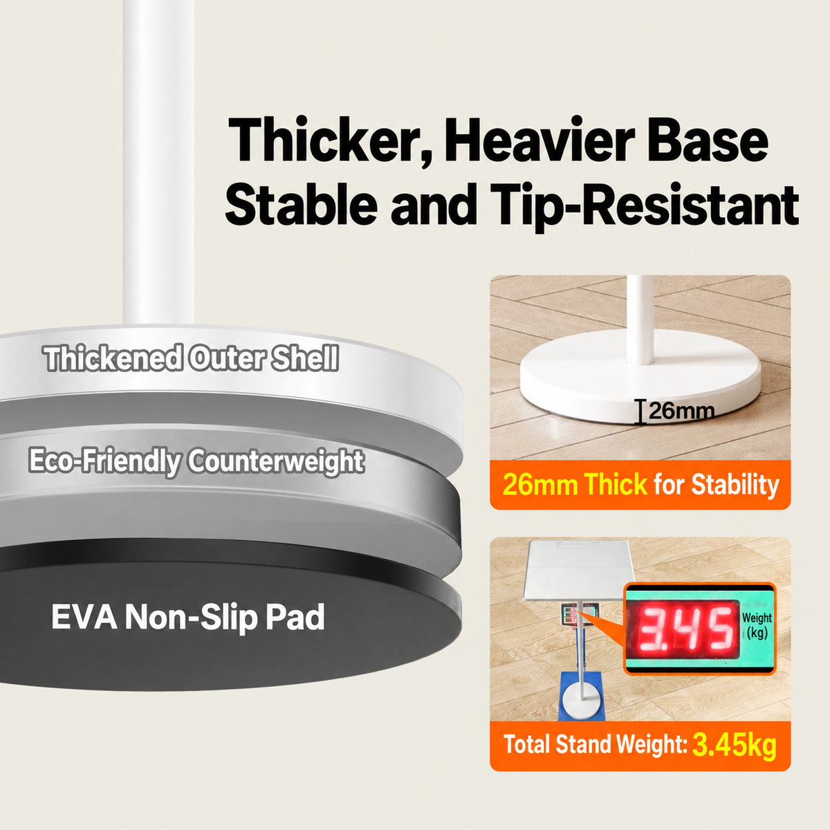 Adjustable Height Floor Tablet Stand, Multi-Purpose Laptop Book Music Stand with Heavy Base, Sit & Use Freestanding Reading Holder