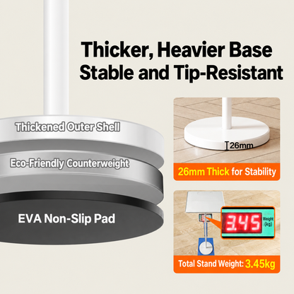 Adjustable Height Floor Tablet Stand, Multi-Purpose Laptop Book Music Stand with Heavy Base, Sit & Use Freestanding Reading Holder