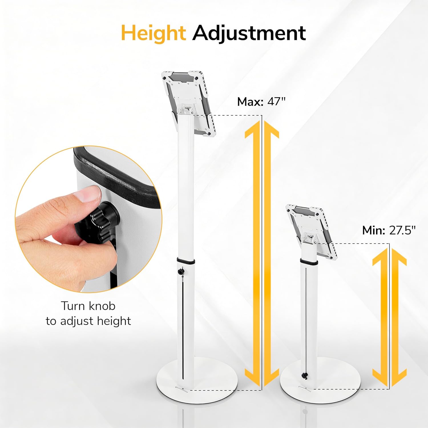 Mountech IPAD TABLET Security Floor Stand Tilt Rotate 70-120CM HEIGHT ipa7