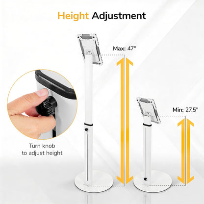 Mountech IPAD TABLET Security Floor Stand Tilt Rotate 70-120CM HEIGHT ipa7