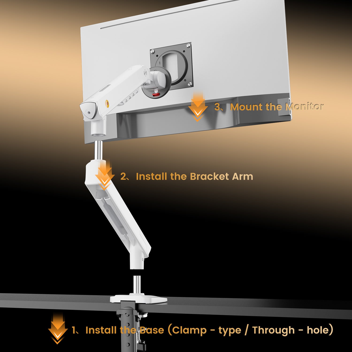 NB Mechanical Spring Monitor Arm | Full Motion Adjustable Desk Mount Bracket for 17-32 Inch Screens, VESA Compatible, Ergonomic, Gas Spring Alternative