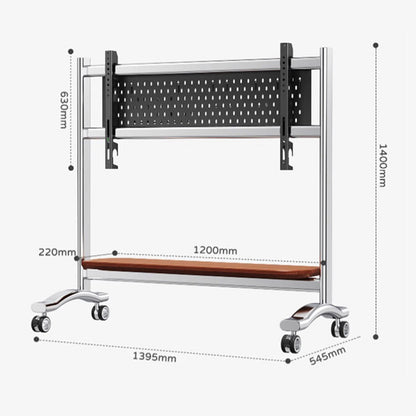 TV TROLLEY stand Stainless Steel with Timber Shelf 50 to 100 inch
