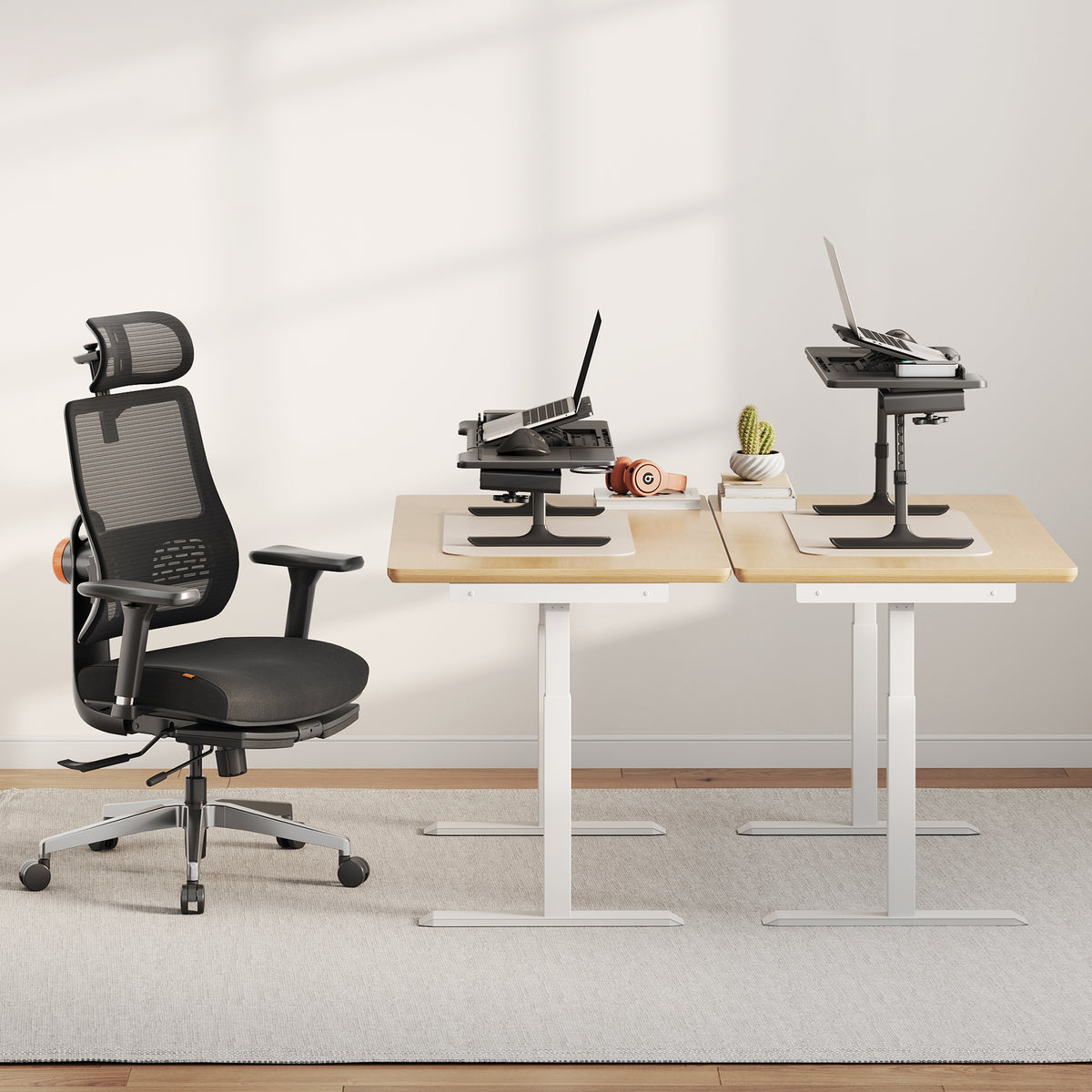 NEWTRAL Pro Laptop Table for Chair – Black | Adjustable Ergonomic Laptop Desk with Detachable Legs, Cup Holder & Monitor Mount