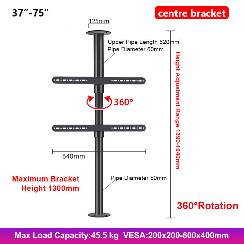 Axis Pro Floor to Ceiling TV Pole Bracket Mount Heavy Duty