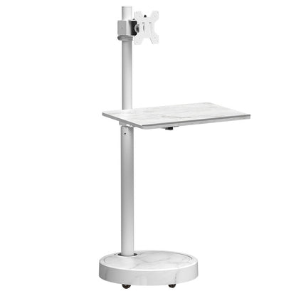 TV Monitor floor mobile stand Mount Bracket white marble base Gas Arm Shelf