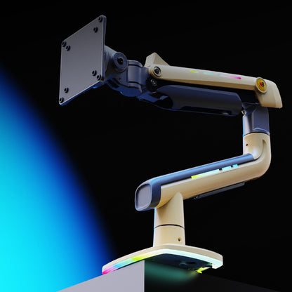 Yellow RGB LIGHT Gaming Monitor Arm for Flat/Ultrawide/Curved Mount D7