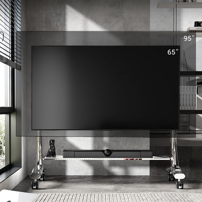 Glowing Large Screen Mobile TV Stand Cart Mount Bracket with LED 60 to 110 inch